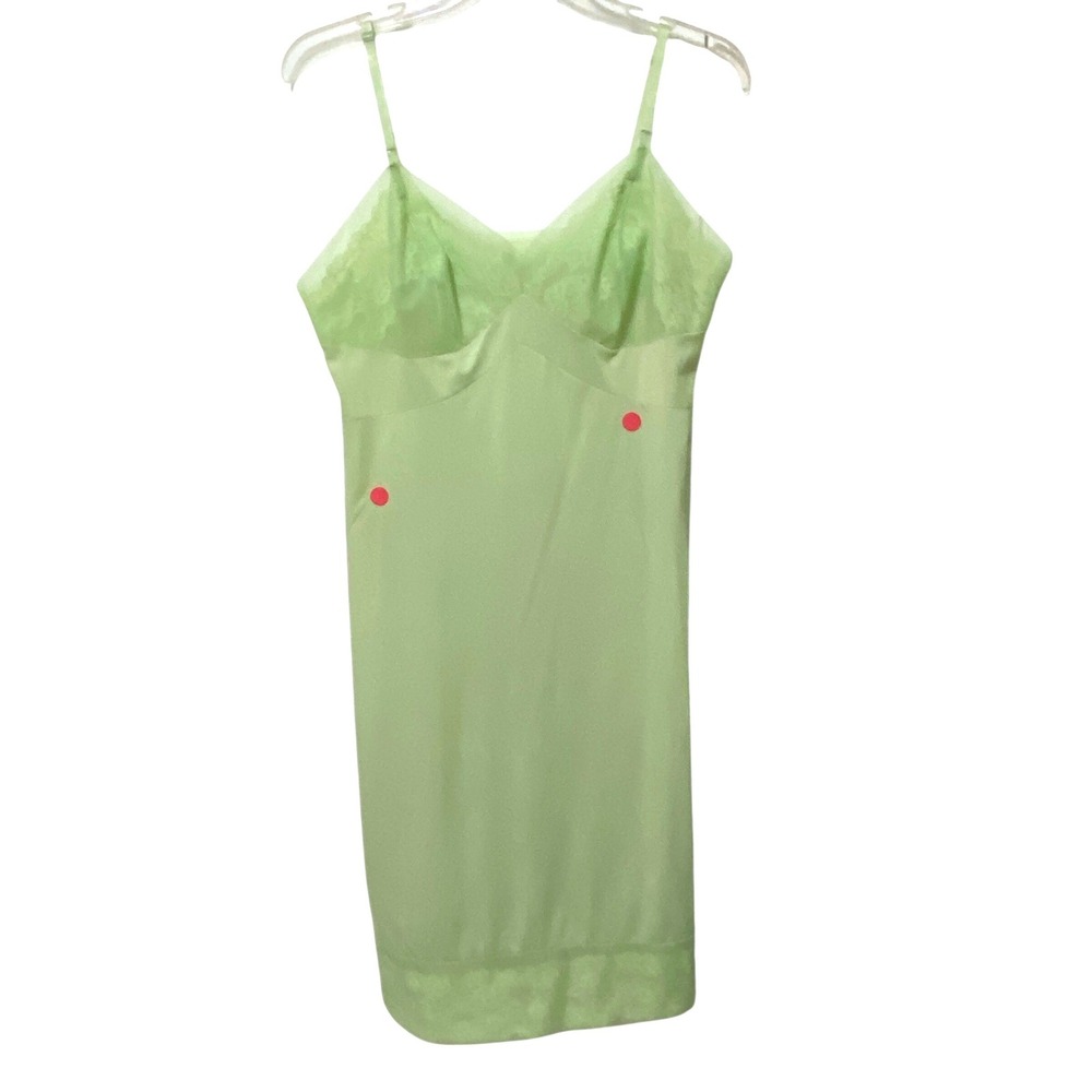 Vtg 70s Vanity Fair Spring Green Full Slip 38 L Fairy Floral Feminine Romantic